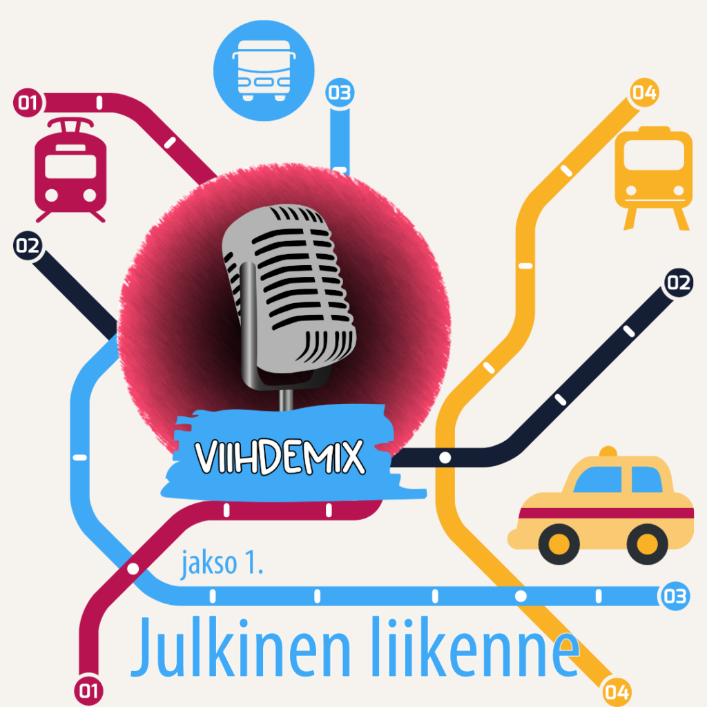 viihdemix logo ja kuvitteellinen metrokartta sekä liikennesymboleja